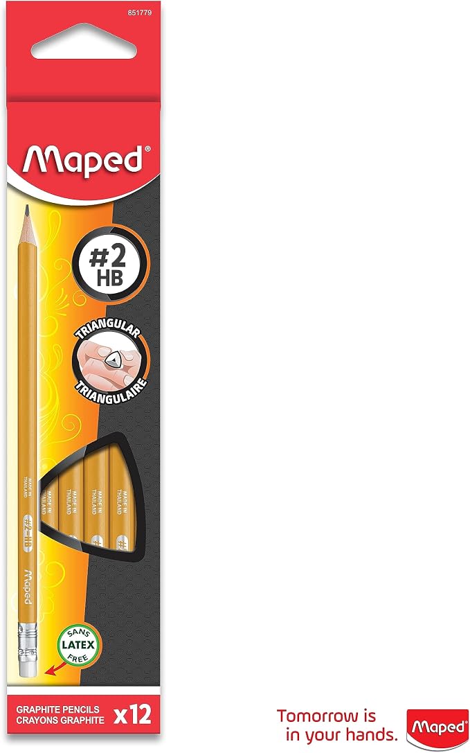 Maped - Essentials Yellow Triangular Graphite #2 Pencils - 12-Pack - Schoolwork - Image 5