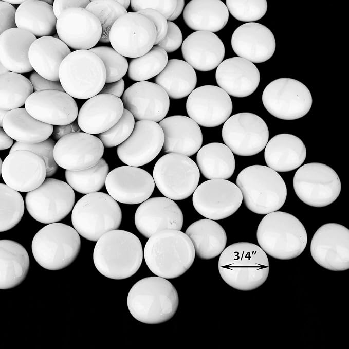 CYS EXCEL White Glass Gemstone Beads Vase Fillers Flat Marble Beads Multiple - Image 3