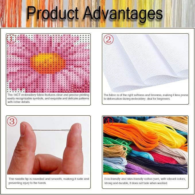 VIGEGU 5 Pcs Cat Book Stamped Cross Stitch Bookmark Kits - Image 5