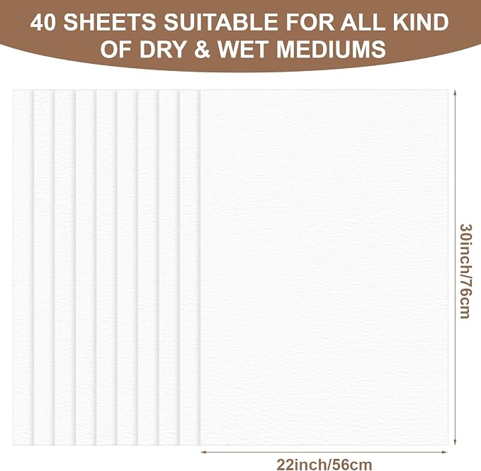 Kisston 10 Sheets Large Watercolor Paper 22 x 30 Inches, 140 Lb/300 GSM Cotton - Image 5