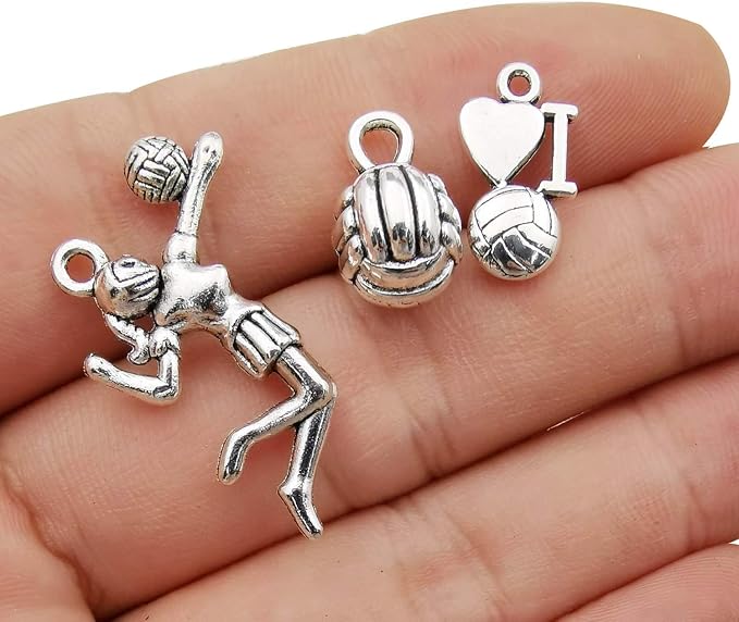 Youdiyla 45 Volleyball Charms Collection, Bulk I Love Sport Volleyball Girl - Image 2