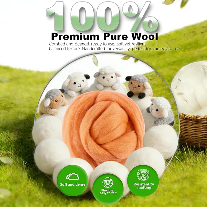 Wool Roving-3.5oz Needle Felting Wool, Soft Multi-Color Wool Fiber, Perfect - Image 5