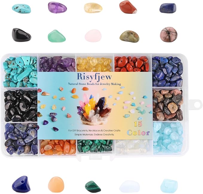 Crystal Chips Beads for Jewelry Making, 15 Colors Natural Gemstone Beads Making - Image 2