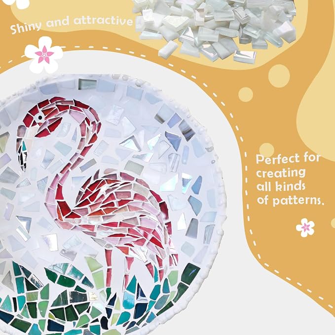 LITMIND 1.1LB White Mixed Irregular Glass Scraps Mosaic Tiles - Image 3