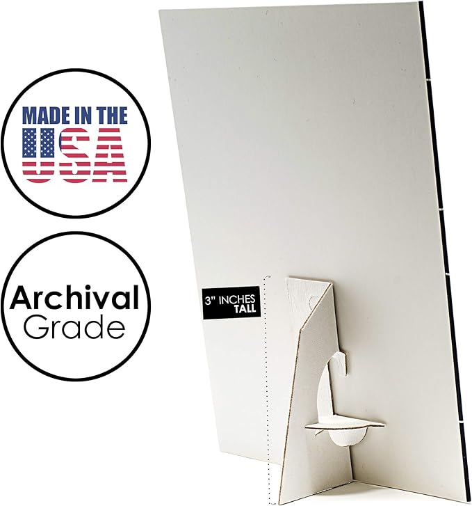 Golden State Art, 3 Inch Self Stick Easel Back, Cardboard Stand, Single Wing, Archival Quality, Display Posters Pictures Brochures, Easy and Fast Application (Pack of 50) White, Made in USA