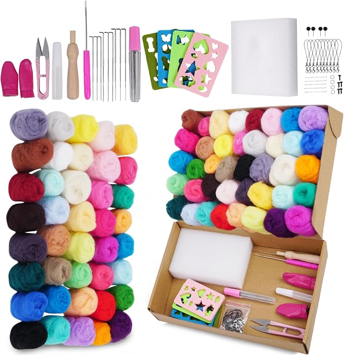 Catopia Needle Felting Kit, Needle Felting Starter Kit, Wool Roving 40Colors Set by Catopia