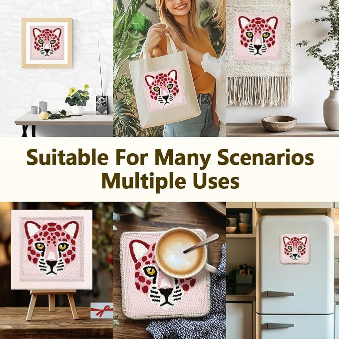 Doodlream Pink Leopard DIY Punch Needle Embroidery Kit - Image 5