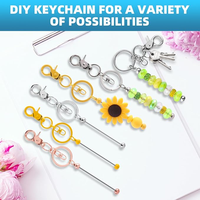 100 Pcs Beadable Keychains Bulk Kit – DIY Keychain Making Supplies - Image 5