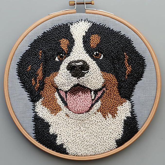 DIY Punch Needle Kits Puppy Bernese Mountain Dog by Unknown