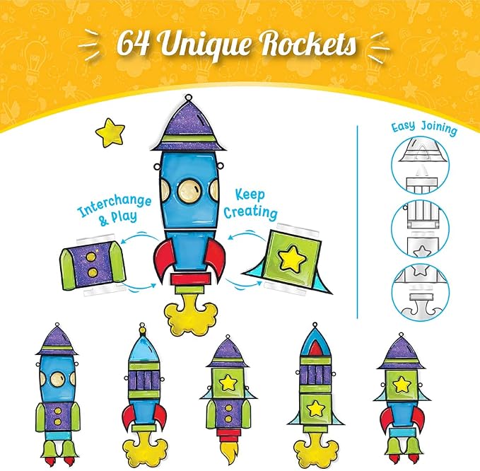 Imagimake Window Art Rocket | Low Mess Suncatcher Kit | 16 Pieces Glass - Image 4