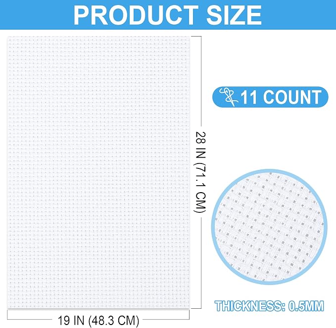 MYFAMIREA Cross Stitch Aida Fabric 11 Count, 28 by 19 Inch Large Size, Classic - Image 2