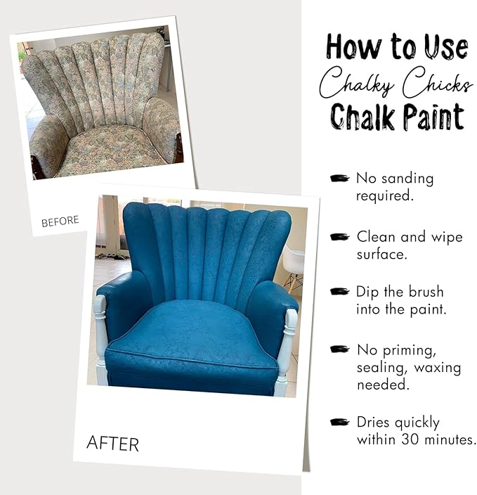 Chalky Chicks All-in-One Chalk Paint for Furniture or Cabinet - 8 Fl Oz - Matte Finish DC Blue Navy Blue for Metal, Wood Furniture Paint - No Sanding All-in-One for Home Decor & Crafts, USA Made