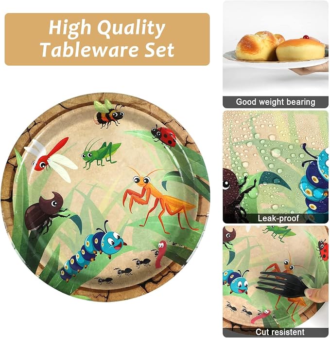 Qyeahkj 100 Pcs Bug Party Plates Napkins Supplies, Spring Summer Ladybugs Bee - Image 4