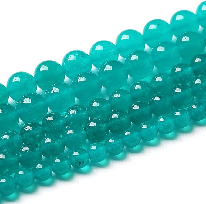 120PCS 6mm Natural Stone Beads Blue Amazonite Jade Stone Round Loose Beads for Jewelry Making DIY Bracelet Necklace 32" 2 Strands