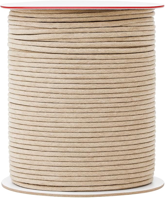 Mandala Crafts 2mm 109 Yards Natural Cotton Waxed Cord for Jewelry Making Bracelet Cord Waxed String - Beading String Thread Jewelry Cords for Necklaces String