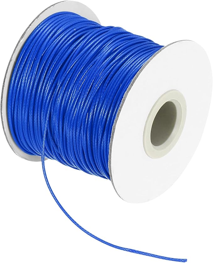 MECCANIXITY Waxed Cord 1mm Waxed Thread 87 Yard Wax String Leather Cord for Bracelet Making, Necklaces, Beading, Jewelry Making and DIY Crafts(Bright Blue)