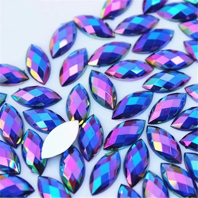 100 Pcs 15x7mm AB Colorful Jewels Gems Rhinestones by UYTRDVG