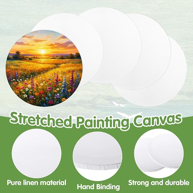6 Pack 12 Inch Round Canvas Panels - Image 3