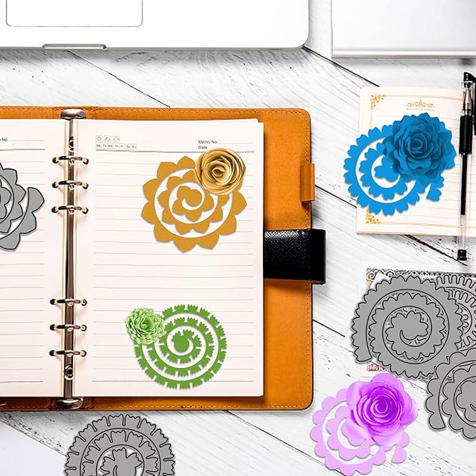 10pcs 3D Layering Rose Metal Cutting Dies, Daisy Flower Garland Wedding Cut Stencils, Blossom Screw Flower Die Cuts, Metal Embossing Stencils Template Mould