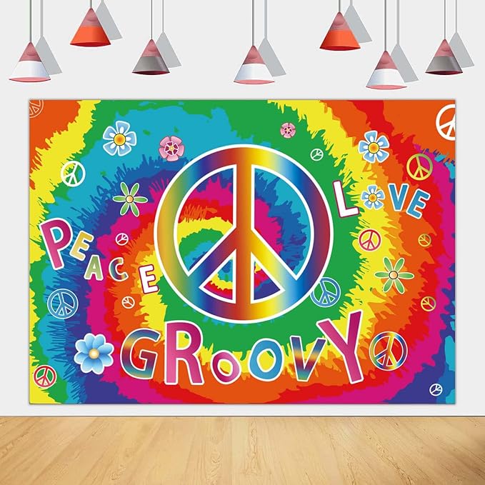 8X6FT 60's Hippie Theme Backdrop Peace Love Photography Background - Image 6