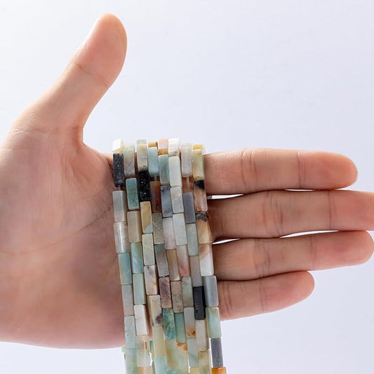 Natural Amazonite Rectangle Tube Beads 4x13mm 38cm/str Loose Semi Gemstone Stone Beads for Making Bracelets Necklace Earrings