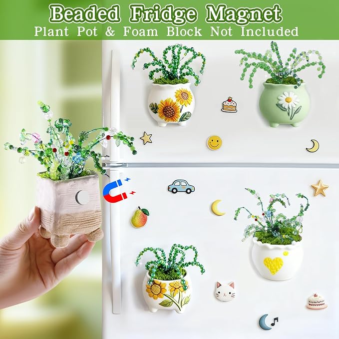 FOGWOWO 5422 Pcs Beaded Plant Kit Forever Plant Kit Green Glass Beads - Image 7