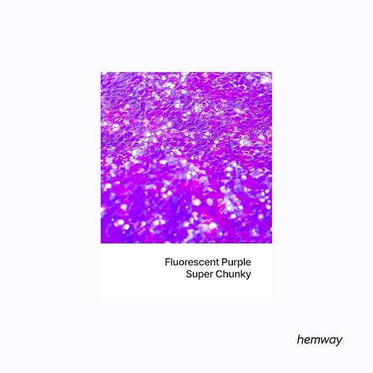 Hemway Polyurethane & Epoxy Resin Glitter 100g / 3.5oz Metallic Crystal Flake Additive for Flooring Jewelry Tumblers Glass Pigment - Super Chunky (1/8" 0.125" 3mm) - Fluorescent Purple