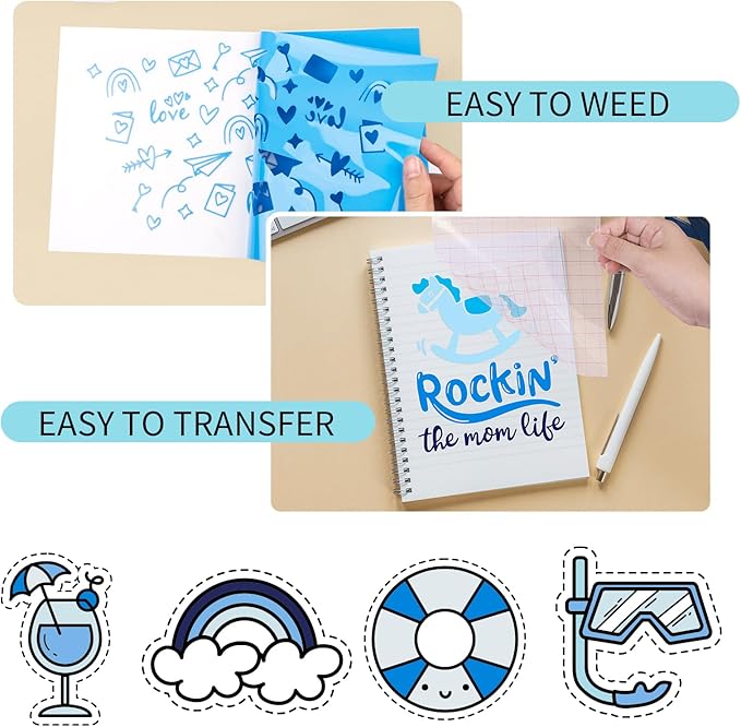 GIRAFVINYL Blue Vinyl, Navy Light Blue Permanent Vinyl - 12”x12” 7 Pack Viyln heets for Decal, Signs, Tumblers, Easy to Cut & Water-Proof