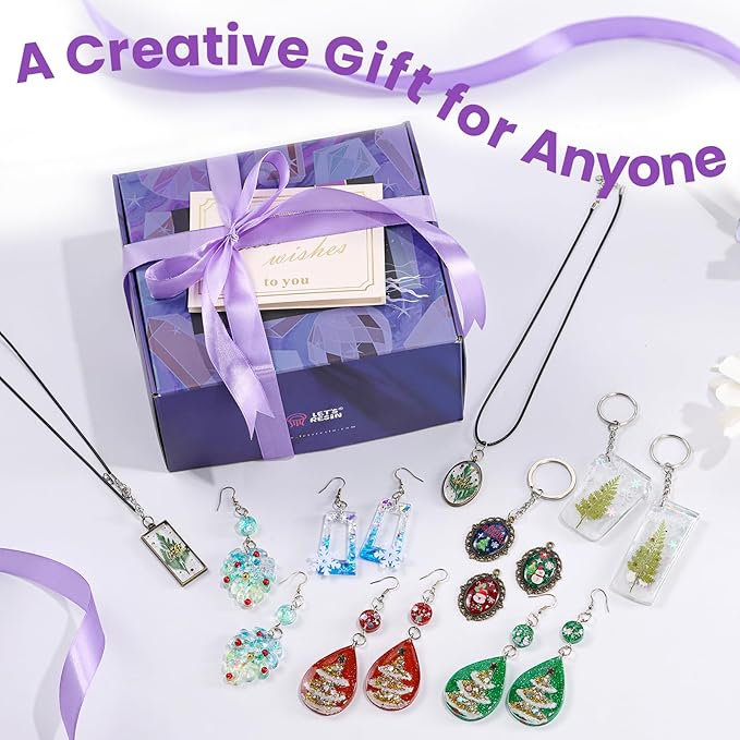 LET'S RESIN Jewelry Making Kit - 153Pcs Crystal Clear 250g UV Resin with UV Lamp,Jewelry Resin Molds, Starter kit for Keychain, Earring Making, Craft Decor