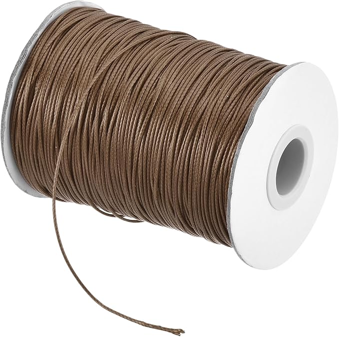MECCANIXITY Waxed Cord 1mm Waxed Polyester Cord 175 Yard Wax String for Bracelet Making,Necklaces, Beading,Jewelry Making and DIY Crafts(Brown), 0.04 inch-Dia