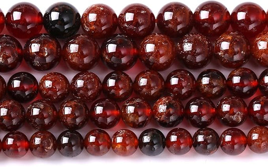 6MM 60PCS Natural Orange Garnet Beads Round Loose Beads for Jewelry Making DIY Necklace Accessories Energy Crystal Healing Power Bracelet
