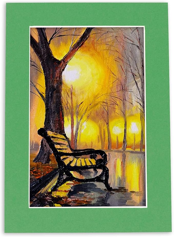 11x14 Mat for 8.5x11 Photo - Precut Bright Green Picture Matboard for Frames 11 x 14 Inches - Bevel Cut to Display Art 8.5 x 11 Inches - Acid Free Pack of 100 MATS with Backing Boards & Clear Bags