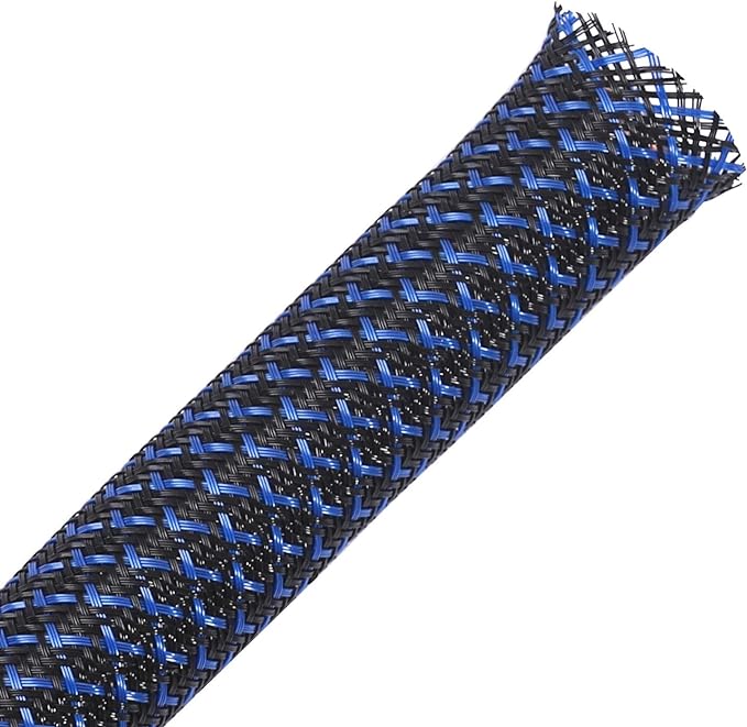 25ft - 1/4 inch PET Expandable Braided Sleeving – BlackBlue – Alex Tech Braided by AlexTech