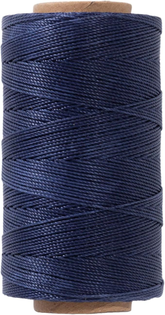 Heavy Duty Round Waxed Thread 0.8mm, 218 Yards, Dark Blue, Bonded Thick Polyester Wax Coated Cord for Leather Sewing, Upholstery, Whipping Twine, Basket Weaving and Macrame Making