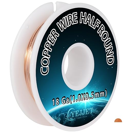 Half Round Pure Copper Wire 18 Gauge 1.02x0.51mm - 1.3 oz (33 Feet) Soft Temper Conductive Wire for Jewelry & Electrical Crafts