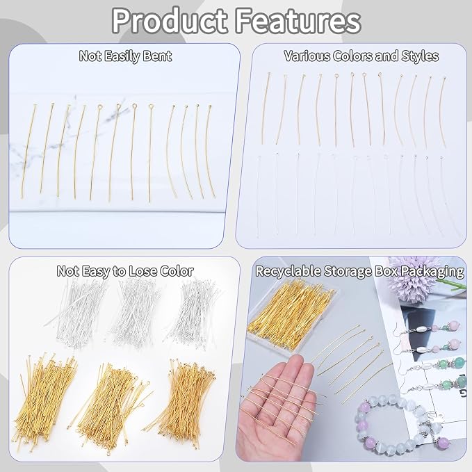 200 Pcs 70mm/2.76 Inch 21 Gauge Head Pins - Image 4