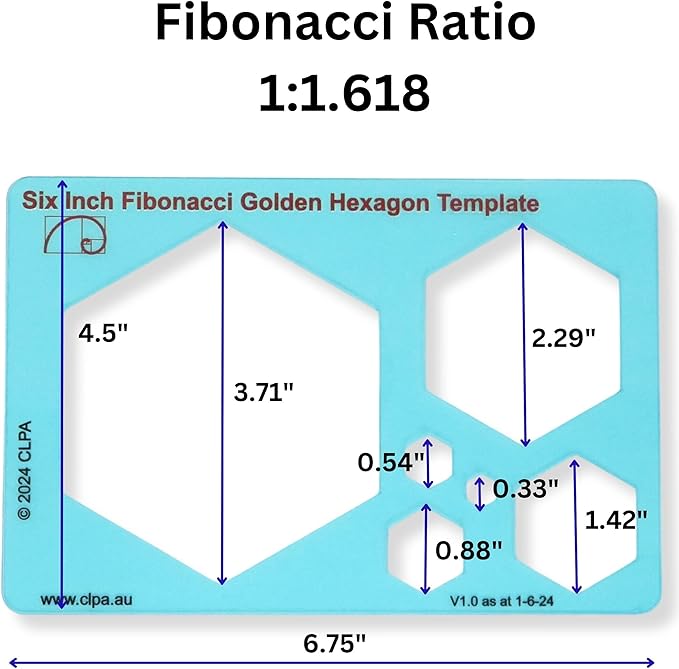 Hexagon Stencil Template for Drawing and Drafting: A Fibonacci-Inspired Hexagon Drawing Tool for Artists Allows The Simple Application of The Golden or Divine Ratio for Artistic Design