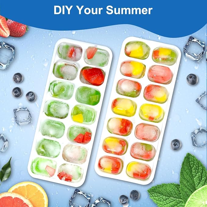 Ice Cube Trays with Lids for Freezer, 4 Pack Silicone Set, 56 Cubes | - Image 3