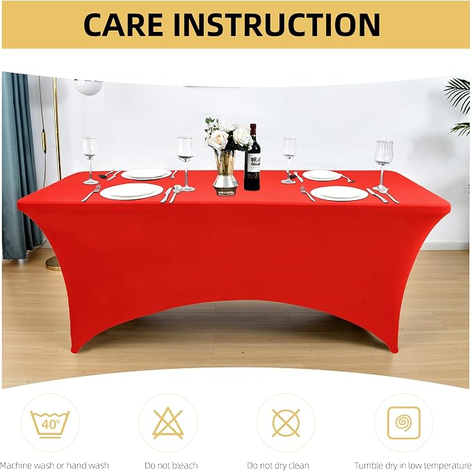 2-Pack 4ft Red Spandex Table Covers - Image 6