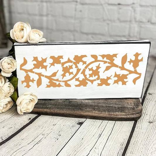 12 Pieces Border Stencils for Painting, Leaf Stencil Template Reusable Furniture Cake Decorative Stencils for Wood DIY Craft Canvas Fabric (12 Border Floral)