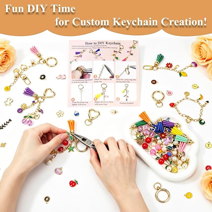 LOIKMIUP 570 Pcs Keychain Making Kit, DIY Charm Making Supplies - Image 3
