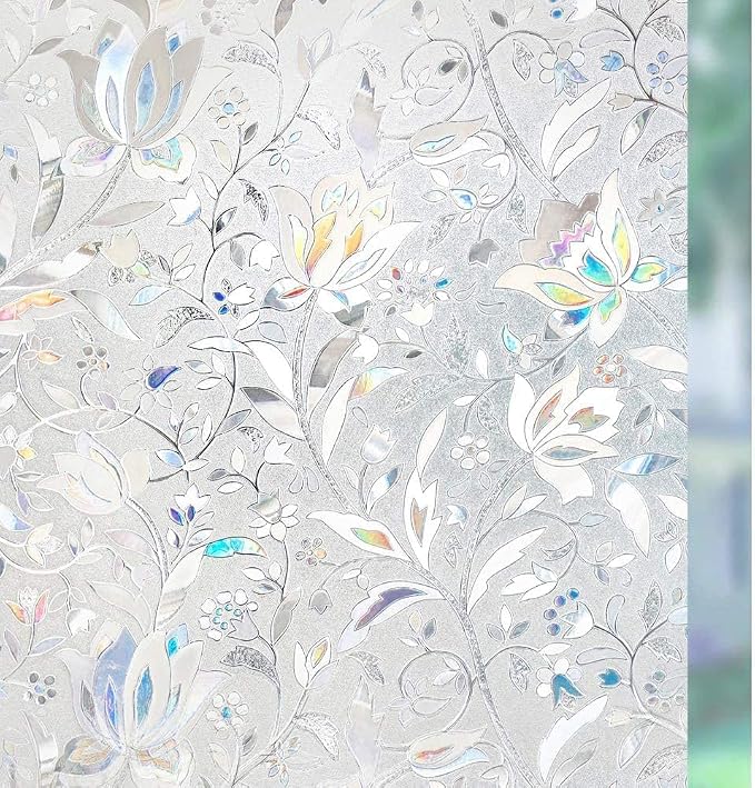 rabbitgoo Window Privacy Film, Stained Glass Cling, Tulip 23.6" x 78.7" | by rabbitgoo