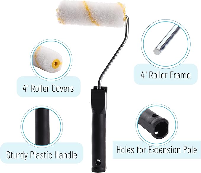 Bates- Paint Tray Set, Paint Roller Kit, 4 inch, Foam Roller, Roller Brush - Image 3