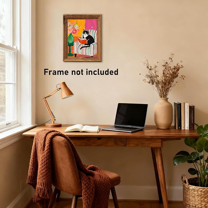 RLTXBUK Cat Cross Stitch Kits, Tuxedo Cat Reading Book Stamped Counted Cross - Image 6