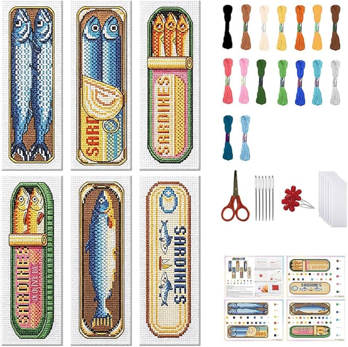 FREEBLOSS 6 Set Cross Stitch Bookmark Kit Stamped Cross Stitch Kit by FreeandCreativeCraftsArt