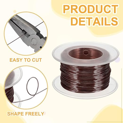 uxcell 20 Gauge / 0.8mm Anodized Aluminum Wire for Jewelry Craft Making, 102 Feet Bendable Flexible Wire for DIY Home Decor Gardening Sculpture, Bronze