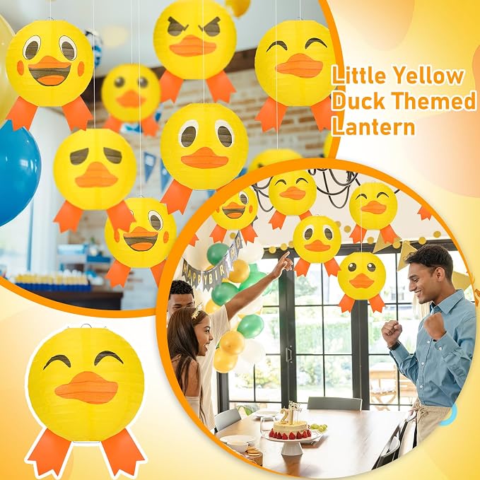 Panelee 12 Pcs Rubber Duck Party Decorations Paper Lanterns 8 Inch Hanging - Image 4
