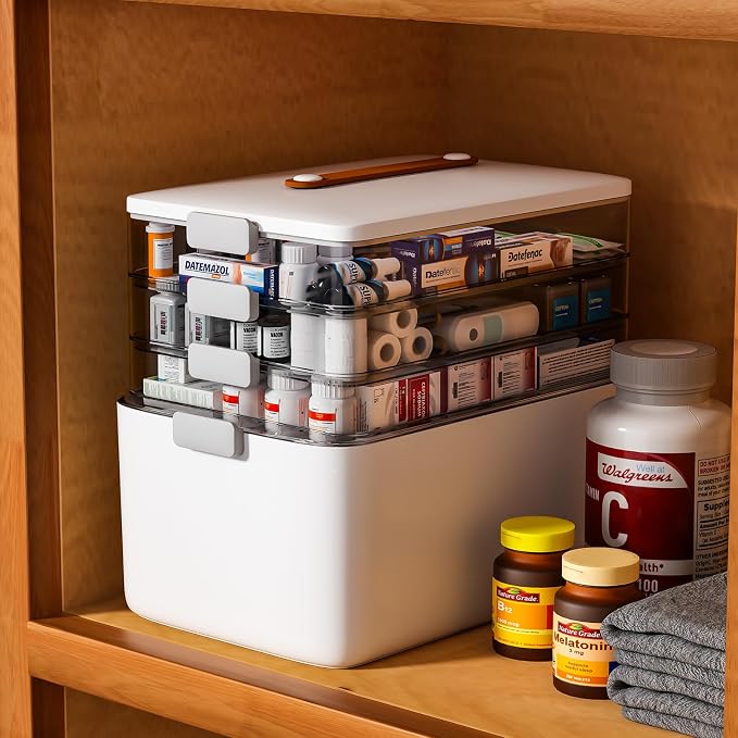 funest 4- Tier Medicine Storage Box Organizer Portable First Aid kit Box Sewing - Image 5