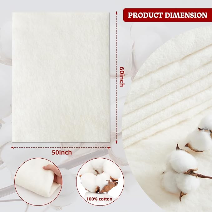 RRKTP Cotton Batting for Quilting，200 g/m² Lightweight Quilt Batting Crib - Image 2