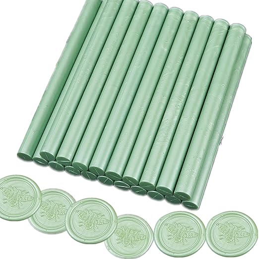 Fruit Green Wax Seal Sticks, ONWINPOR 20pcs Glue Gun Waxing Sealing Sticks for Waxseal Stamp, Mini Sealing Waxs Sticks Suit for 0.28''Glue Gun (Fruit Green)